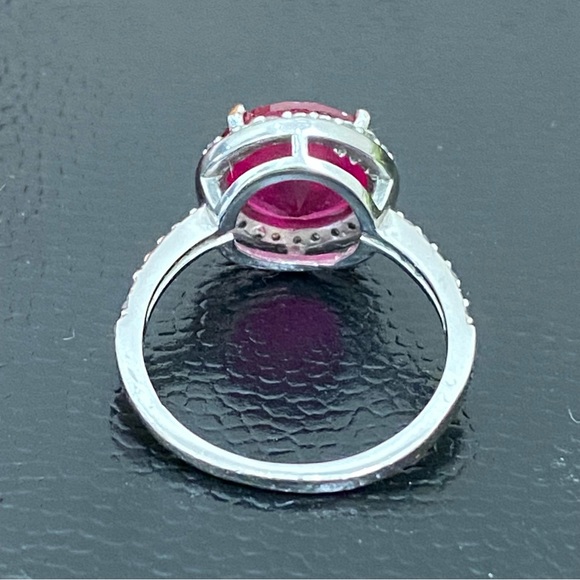 925 Sterling Pink Sapphire CZ Rhinestones Ring Size 6 - Picture 8 of 15
